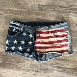 American Flag Jean Shorts